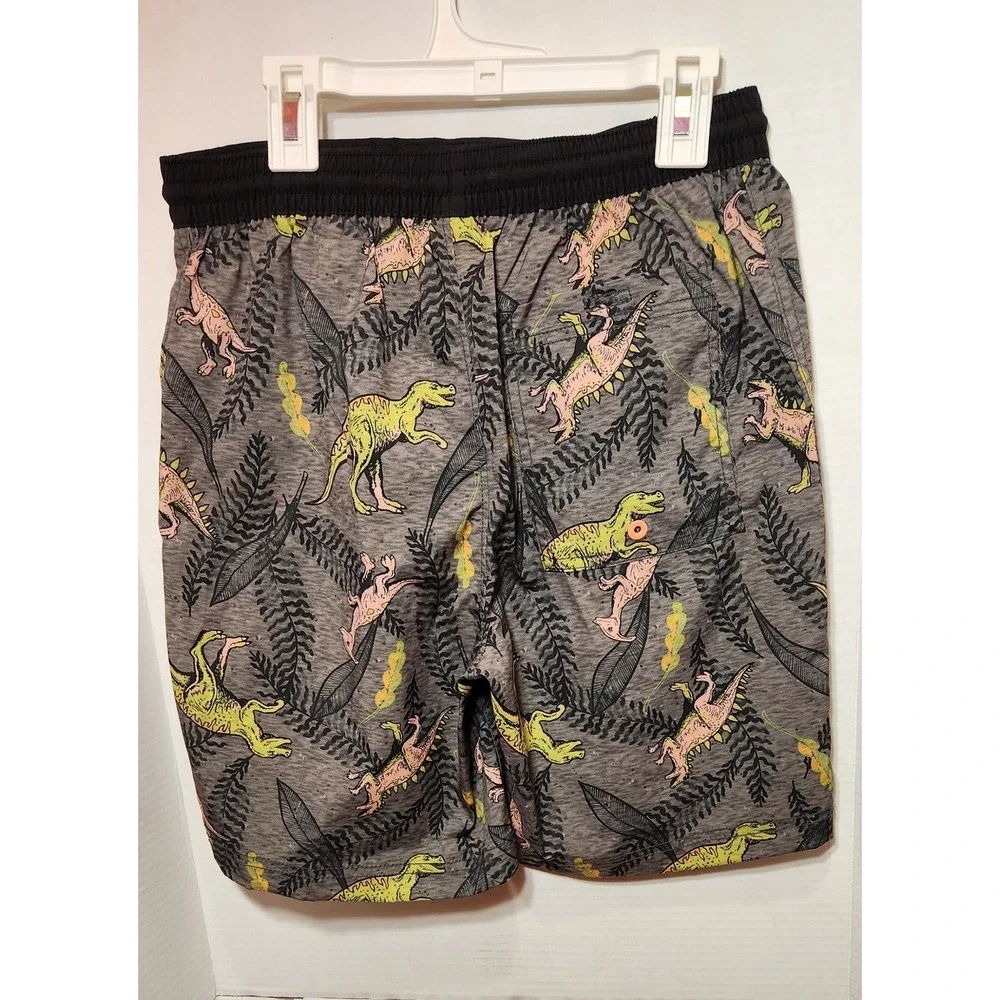 Old Navy Boys Dinosaur Print Swim Trunks Gray XL 14-16 Board Shorts